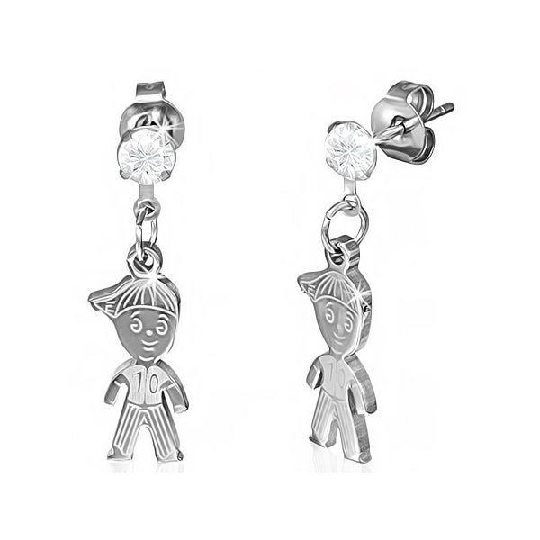 Cercei din inox cu baietei si zirconii albe [1]